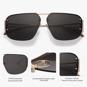 New! SOJOS Aviator Sunglasses unisex Retro Metal Rimless / box not available